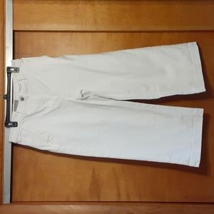 Women's white everlane cropped wide-leg Yeller pants size 14 97% cotton 3% elast